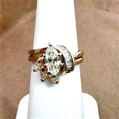 14K Yellow Gold Marquise Natural Diamond Wedding Set .75 Cttw Size 4.5